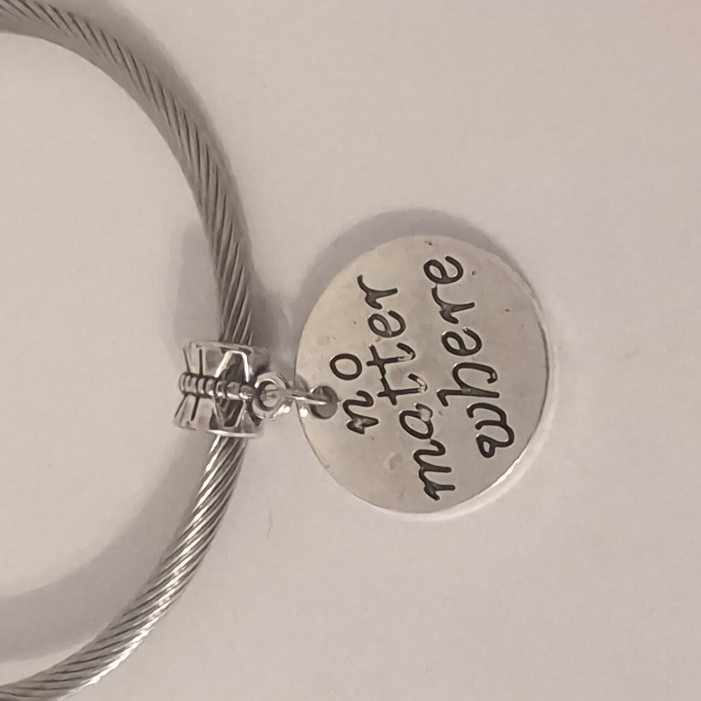 Silver No Matter‎ Where Dangle Charm for Pandora Style Bracelet